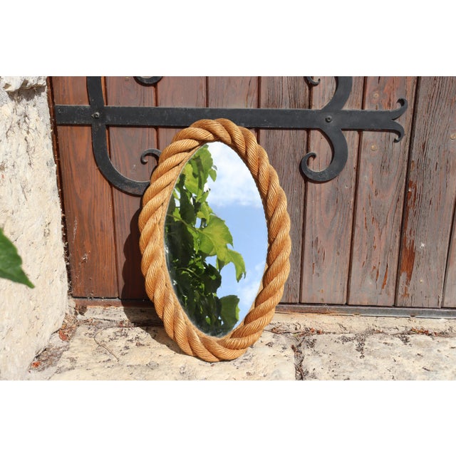 Vintage Oval Rope Mirror from Audoux & Minet, 1950 For Sale - Image 8 of 8