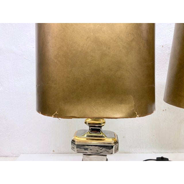 1970s Italian Table Lamps with Ceramic Bases by Zaccagnini, 1960s, Set of 2 For Sale - Image 5 of 16