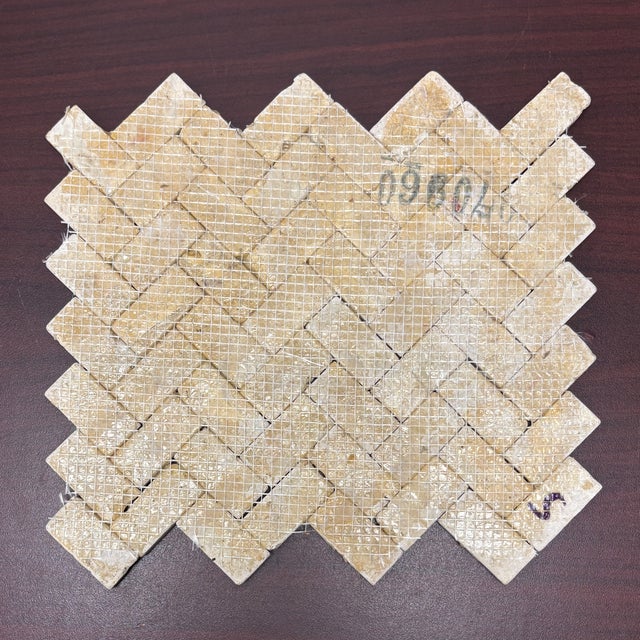 Coralina Travertine Honed 1" X 2" Herringbone Mosaic For Sale - Image 4 of 4