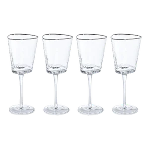 Kampari Triangular Wine Glasses with Platinum Rim, Set of 4