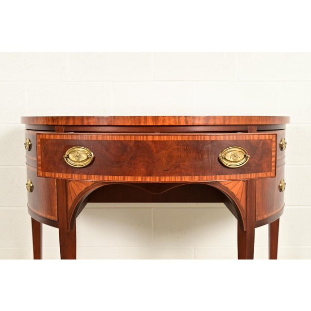 Brown Baker Furniture Federal Inlaid Mahogany Demilune Sideboard Credenza For Sale - Image 8 of 15