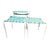 Vintage Tropitone Turquoise and White Woven Strap Patio Chairs and Ottomans — Set of 4 For Sale - Image 10 of 12