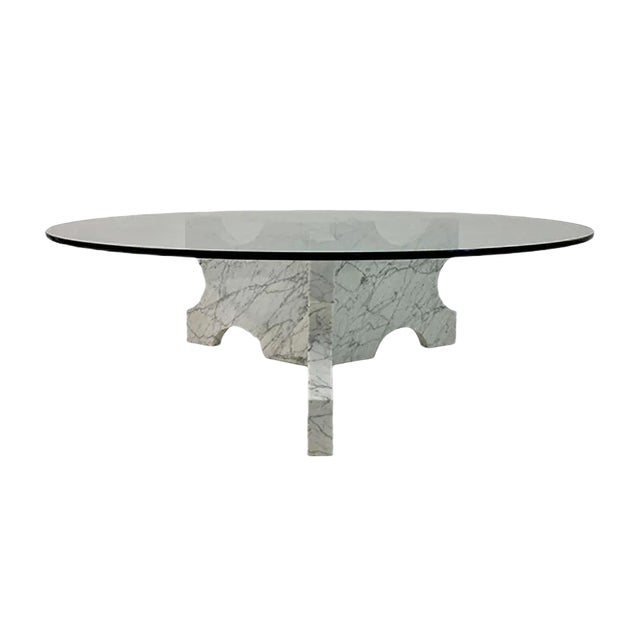 Italian Carrara Marble Coffee Table, 1970s For Sale