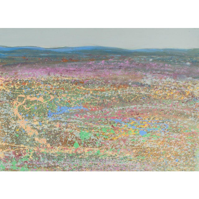 A 1988 acrylic on paper landscape painting, titled Blue Ridge, by the American artist Harry Hilson (1935-2004). This piece...