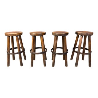 Brutalist Bar Stools, 1960s, Set of 4 For Sale