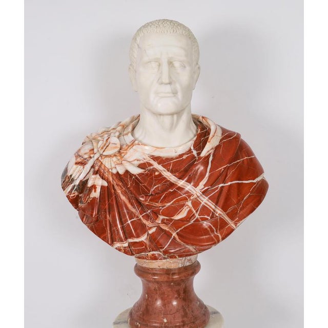 Vintage Portrait Bust of Roman Emperor Otho on Pedestal, 20th Century, Carrara For Sale - Image 3 of 18