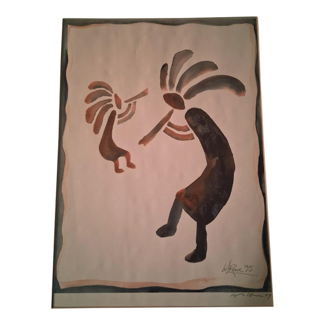 F-021 Original 1995 William Rowe "Kokopelli" Watercolor For Sale