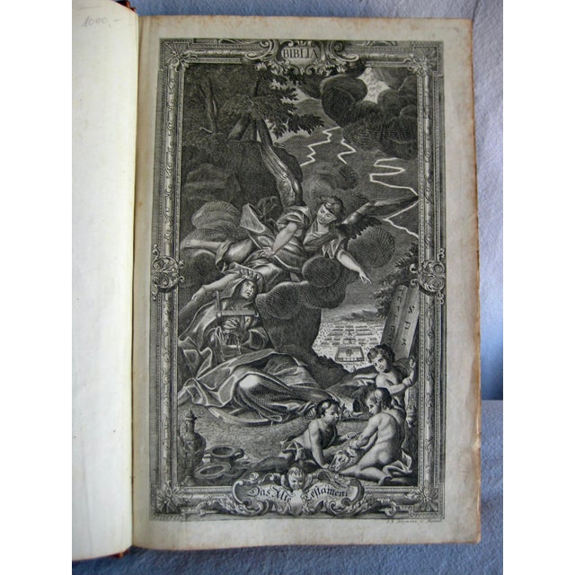 Mid 18th Century Lutheran Germain Large Leather Bound Bible From the 17 Hundreds For Sale - Image 5 of 16