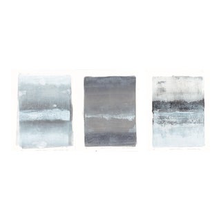 Endemicos Set (3) Canvas Print Unstretched Abstract Seascape Art by Carrie Bergey 36*48 - White Black Grey Blue For Sale