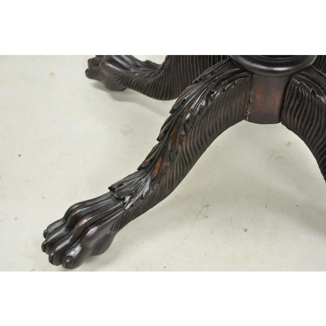 Antique American Empire Carved Paw Foot Pedestal Base Work Stand Side Table For Sale - Image 12 of 18