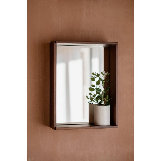 Campo Minimalist Wall Mirror in Walnut by Filipe & Viricel For Sale - Image 4 of 5