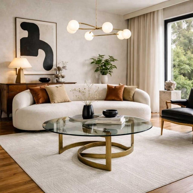 Mid 20th Century Brass and Glass Interlocking Geometric Coffee Table For Sale - Image 18 of 18