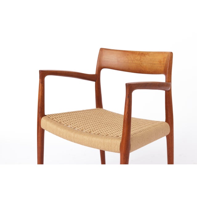 Mid-Century Danish Modern Model 57 Armchair in Teak with Papercord Seat by Niels Otto (N. O.) Møller for J. L. Møllers, 1960s For Sale - Image 3 of 11