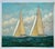 Original oil on canvas by D. Tayler. Beautiful maritime painting depicting two classic racing yachts sailing side by side...