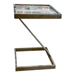 Midcentury Pace Collection "Z" Base Chrome and Glass Side Table
