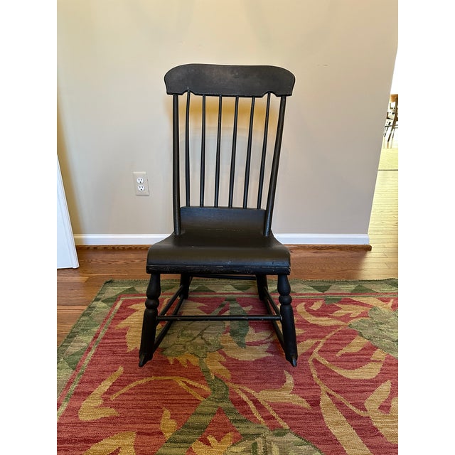 Antique Black Rocking Chair For Sale - Image 4 of 4