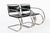 This pair of vintage Bauhaus Mies van der Rohe MR 20 black leather cantilever arm chairs were made by Knoll in 1979. The...
