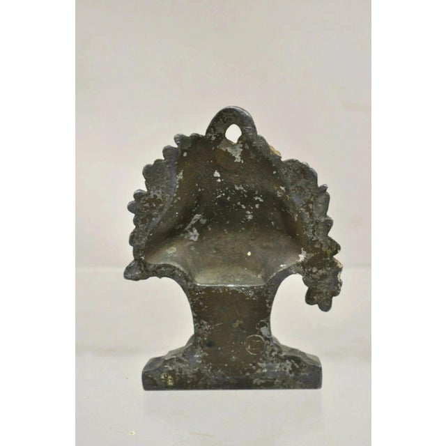 Antique Victorian Cast Iron Small Painted Floral Bouquet Basket Door Stop For Sale In Philadelphia - Image 6 of 9