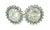 Mid-Century Modern Mid 20th Century 14k White Gold Green Amethyst Diamond Sunflower Earrings, Pair For Sale - Image 3 of 4