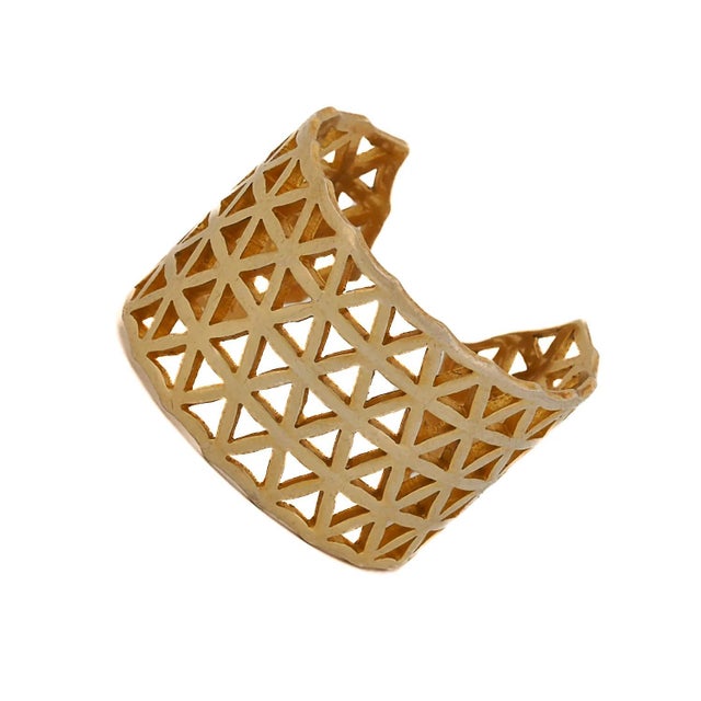 Flower of Life Gold Adjustable Statement Ring, Size 5 For Sale In Miami - Image 6 of 8