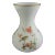 Large Vintage Pink & White Satin Glass Birds & Flowers Gold Trim Flower Vase For Sale