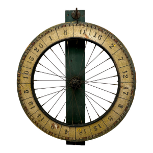 Antique American Hand Made & Painted Wheel of Fortune Carnival Game of Chance Wheel - Early 20th Century