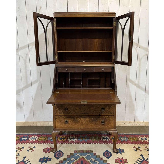 English Writing Desk in Walnut Burl, 1930s For Sale - Image 14 of 18