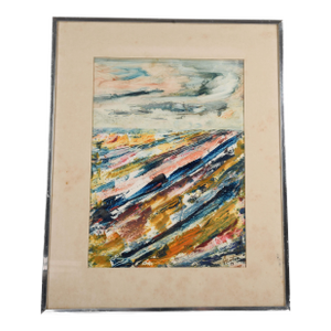 Framed Signed J. Akston "Untitled, 1973" Mixed Media Artwork