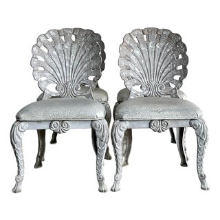 Vintage Coastal Cast Aluminum Grotto Dining Chairs - Set of 4 For Sale