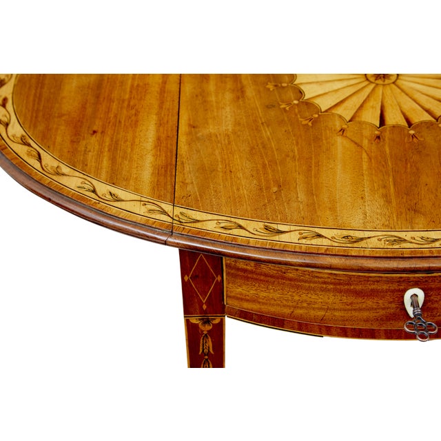 Antique Sheraton Period Inlaid Drop Leaf Sewing Table, 1790 For Sale - Image 9 of 11