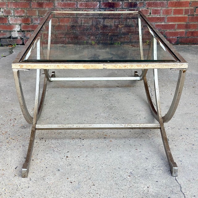 Contemporary Hollywood Regency Silver Leafed Coffee Table - Uttermost Attributed For Sale - Image 9 of 16