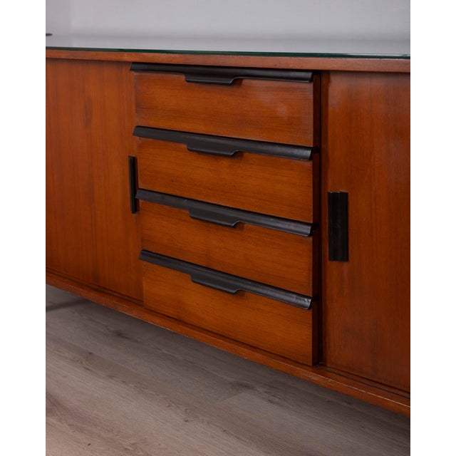 1960s Vintage Italian Sideboard in Wood and Glass, 1960s For Sale - Image 5 of 14