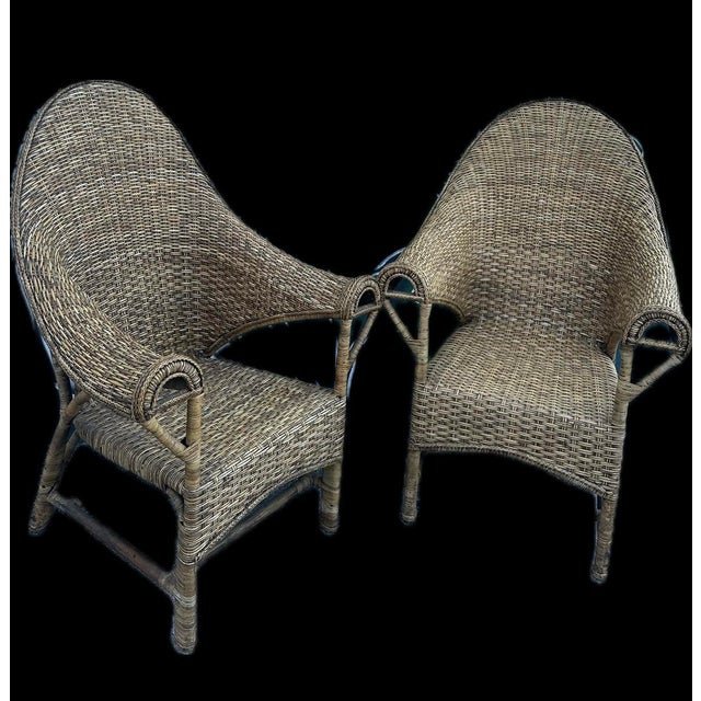 English 1920s English Wicker & Rattan Armchairs, Attributed to Dryad & Co. - Set of 2 For Sale - Image 3 of 11