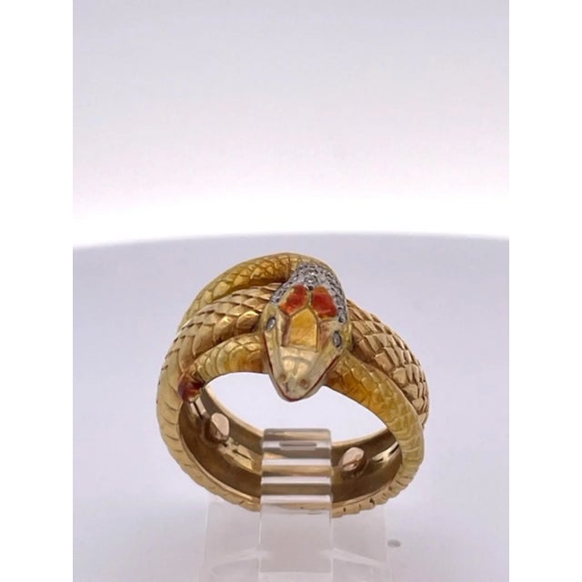 1960s Masriera 18k Enamel Snake Ring Size 7 For Sale - Image 4 of 12