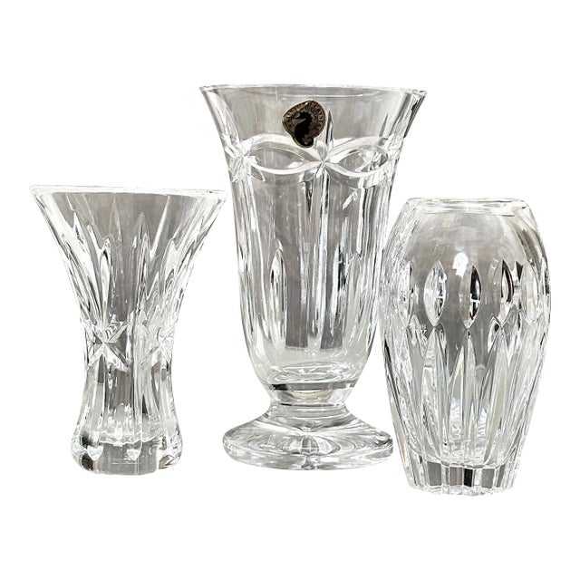 Vintage Waterford Crystal Blown Glass Crystal Bud Vases - Set of 3 For Sale