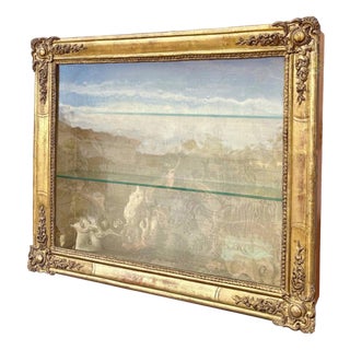 Gilt Plaster Wall Display Cabinet with Glass Shelves, 1930s For Sale