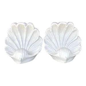Vintage Coastal Glazed Ceramic Clam Shells - a Pair
