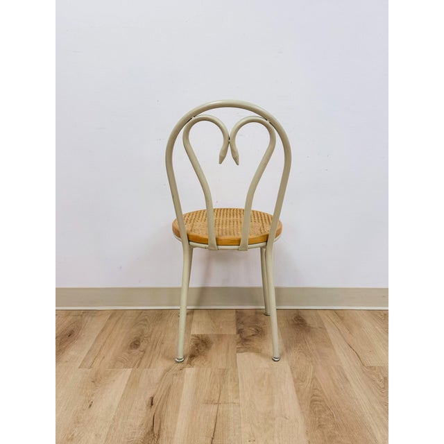 White Metal "Bentwood" Cane Seat Accent Chair Vintage MCM Coastal Boho For Sale - Image 9 of 10