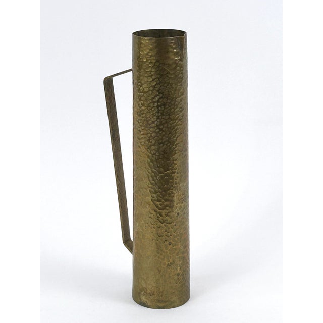Mid-Century Hammered Brass Tall Grip Vase, Germany, 1960s For Sale - Image 10 of 18
