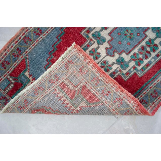 Brick Red 1960s Entryway Decor Small Turkish Rug Hand Knotted Bath Rug Kitchen Mat Bedside Accent - 21' X 37'' For Sale - Image 8 of 12