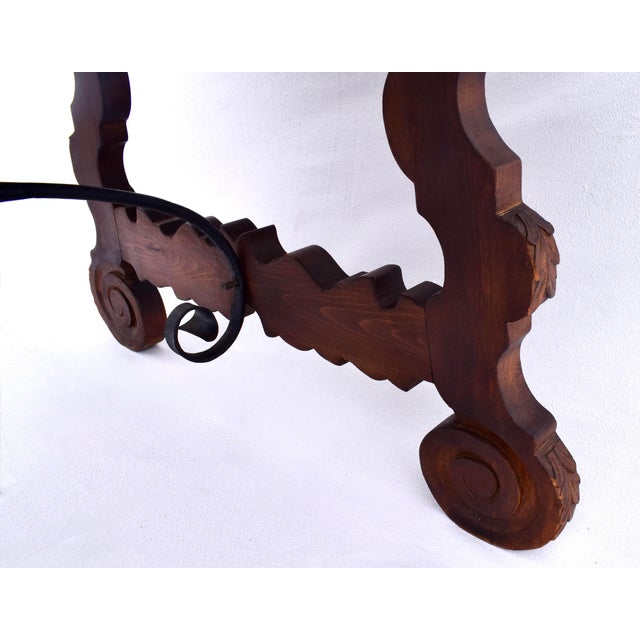 Early 20th Century Spanish Colonial Dining Table, Hand-Carved Oak & Iron, Early 20th C. For Sale - Image 5 of 18