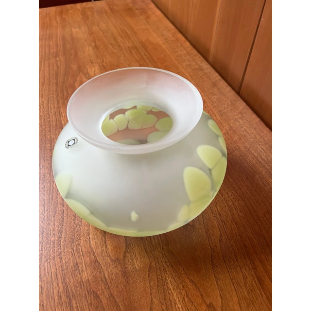 Mid 20th Century Vintage Mid-Century Pair of Hand Blown Vases - Tarnowiec Poland Semi Opaque Turquoise & Lime For Sale - Image 5 of 18