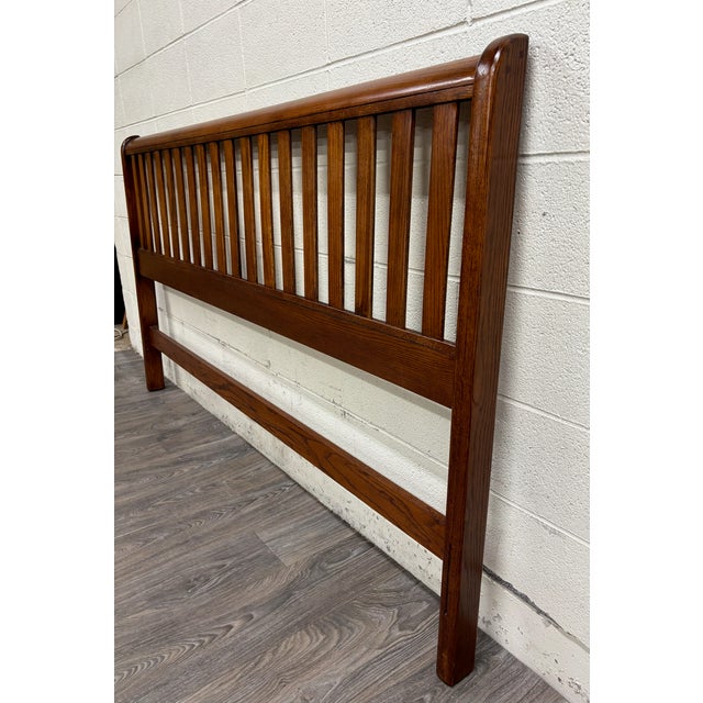 Arts & Crafts Vintage King Size Mission Style Arts and Crafts Syle Oak Slatted Headboard For Sale - Image 3 of 7