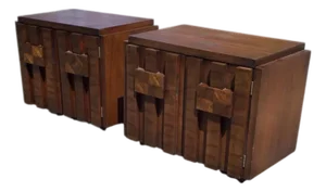 Mid-Century Lane Brutalist Pair of Nighstands, Circa 1970s