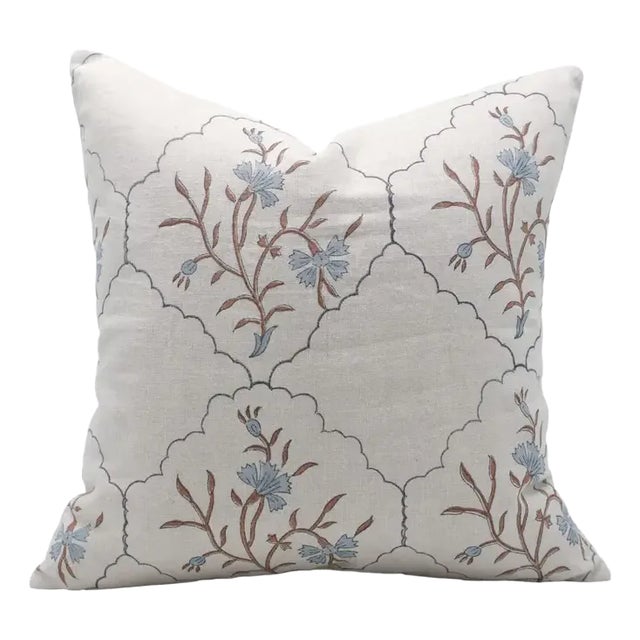 Fabdivine Handmade Block Printed Cushion Cover 20x20 Inch Pure Linen- Vidhya For Sale