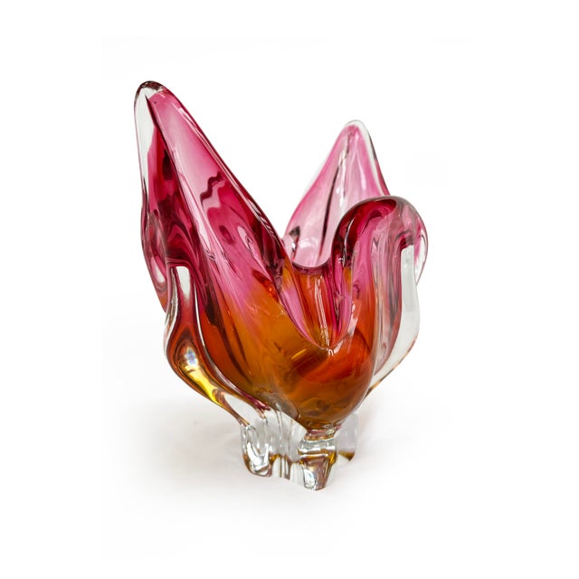 Sommerso Pink and Orange Art Glass Bowl by Josef Hospodka for Chribska, 1960s For Sale - Image 10 of 13
