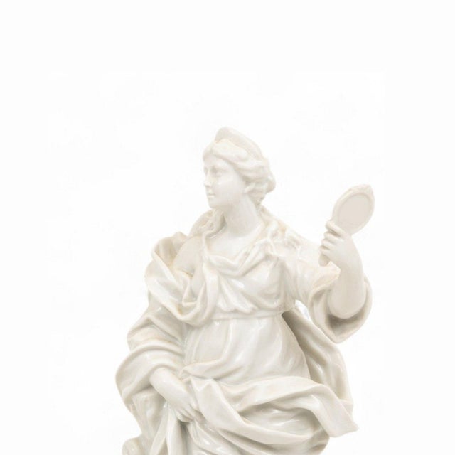 Italian 19th Century Italian White Porcelain Decorative Sculpture of Prudence For Sale - Image 3 of 10