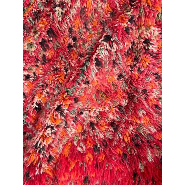 Vintage Moroccan Beni M'Guild Berber Rug – Handwoven Wool Carpet – Deep Red Tribal Design For Sale - Image 9 of 10