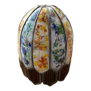 Mid 20th Century American Leaded Confetti Glass Paneled Lamp Shade
