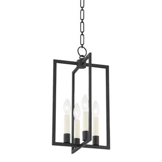 Mark D. Sikes 4 Light Middleborough Pendant, Small, Aged Iron For Sale